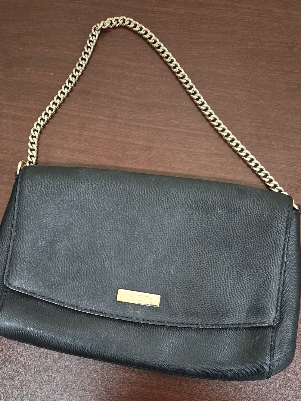 kate spade Black Shoulder Bag with Gold Chain Strap